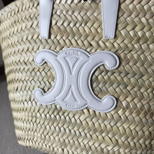 CELIN* TRIOMPHE CELIN* CLASSIC PANIER IN PALM LEAVES AND CALFSKIN