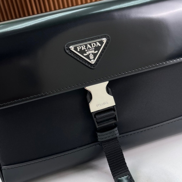 Pra*a re-nylon and leather shoulder bag