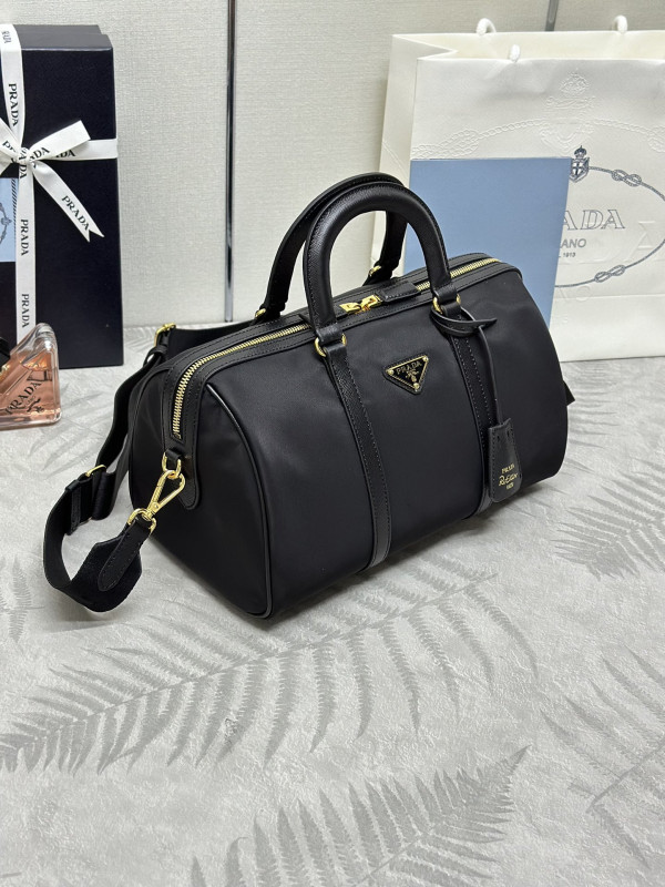 Pra*a re-nylon and saffiano leather top-handle bag