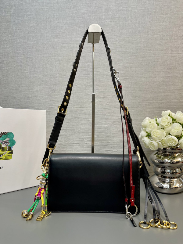 Pra*a soft sound small leather shoulder bag with charms